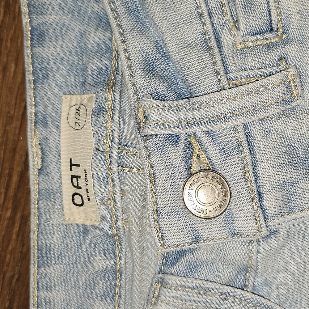Women's OAT NEW YORK Light Blue Wide-Leg Jeans SZ 26 SZ 2 - Picture 3 of 5
